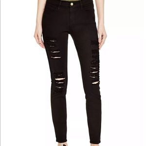 FRAME Le Color Ripped Jeans in Film Noir
